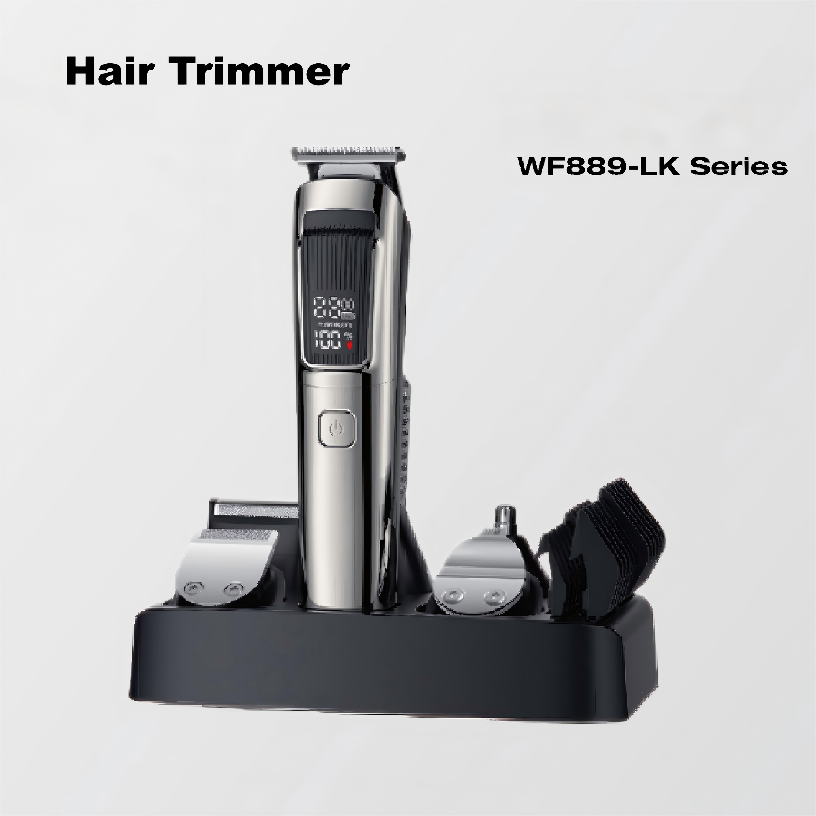 Set de cortapelos profesional con pantalla digital y múltiples accesorios