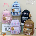 Mochila escolar unisex, mochila de doble hombro, gran capacidad, ligera y resistente