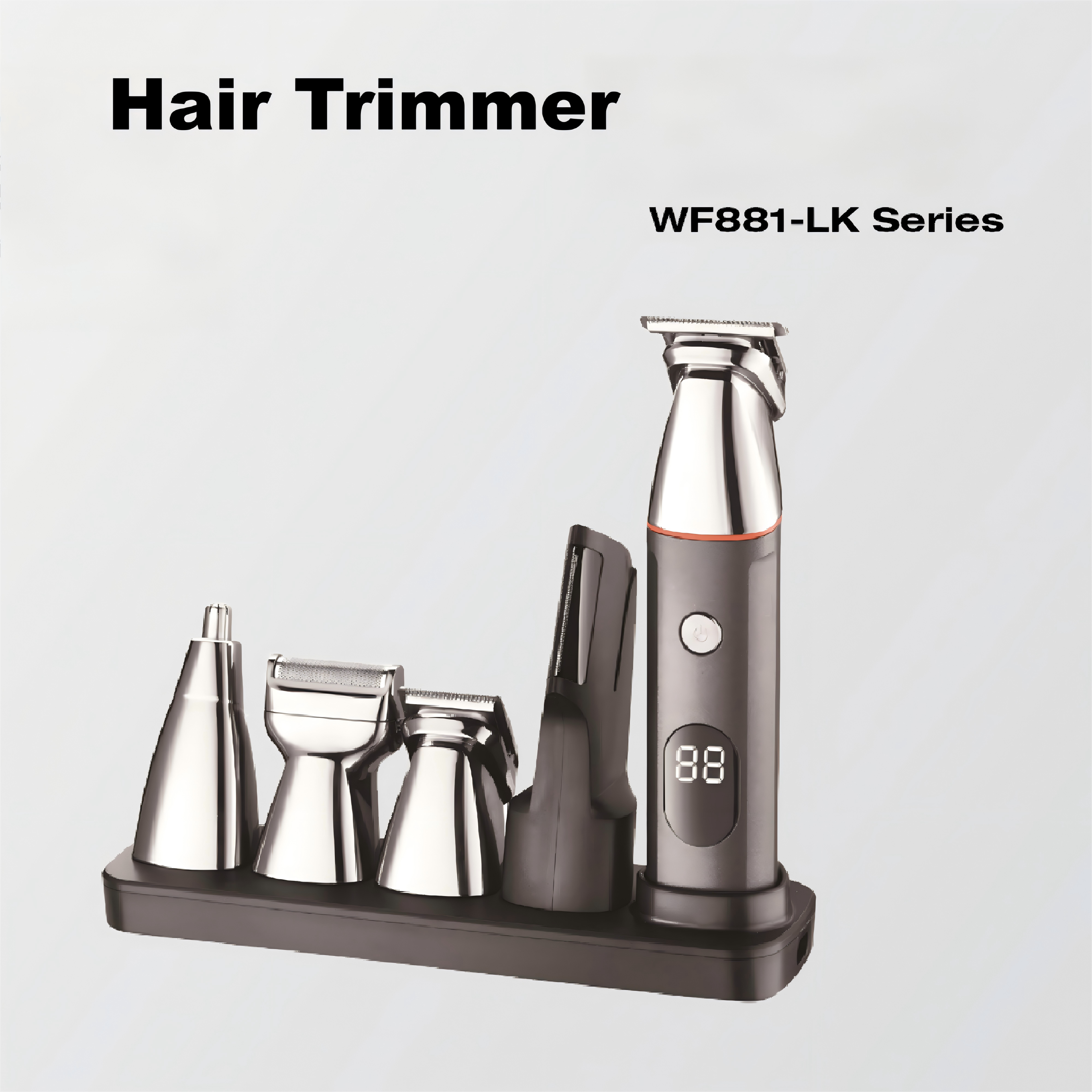 Set de cortapelos profesional con pantalla digital y múltiples accesorios