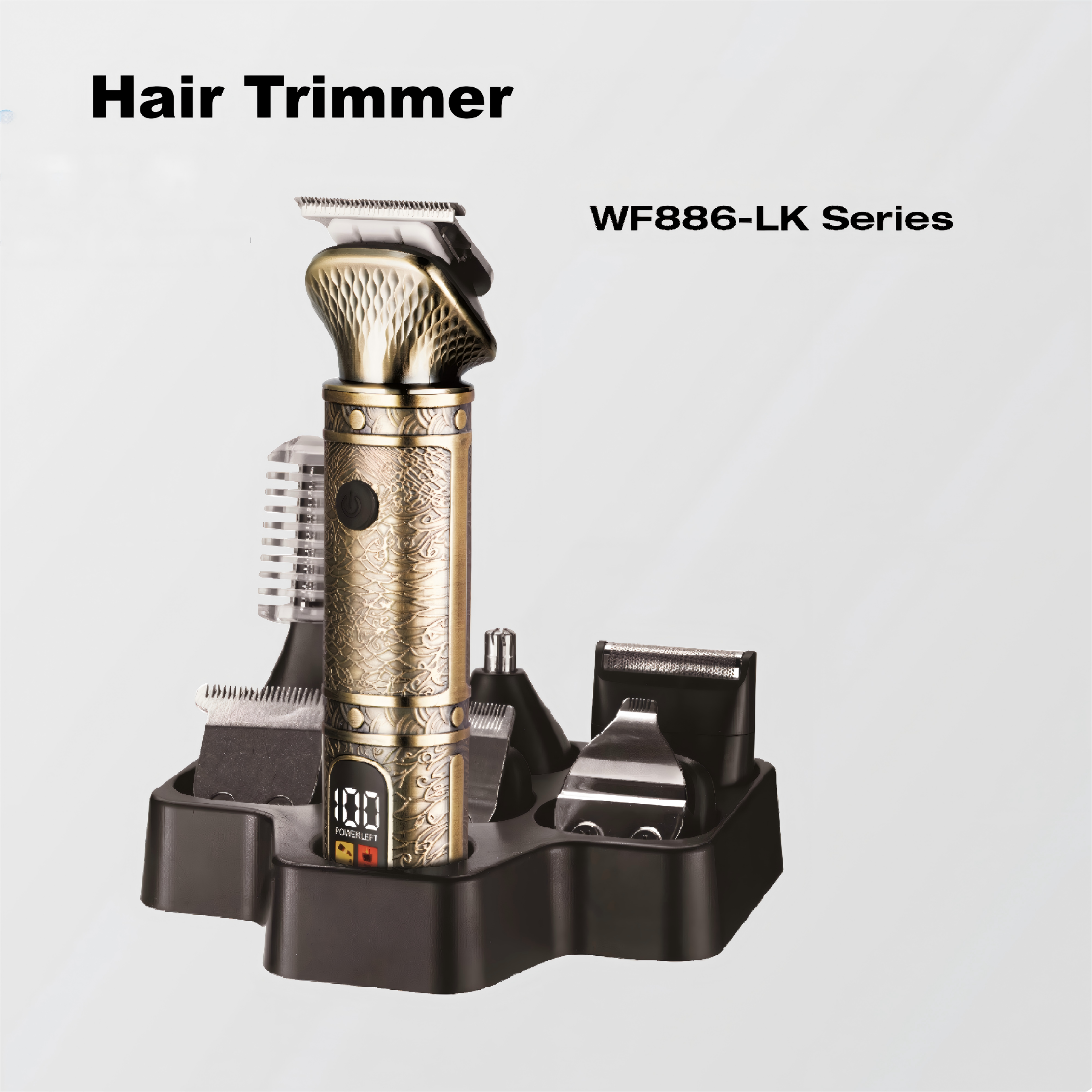 Set de cortapelos profesional con pantalla digital y múltiples accesorios