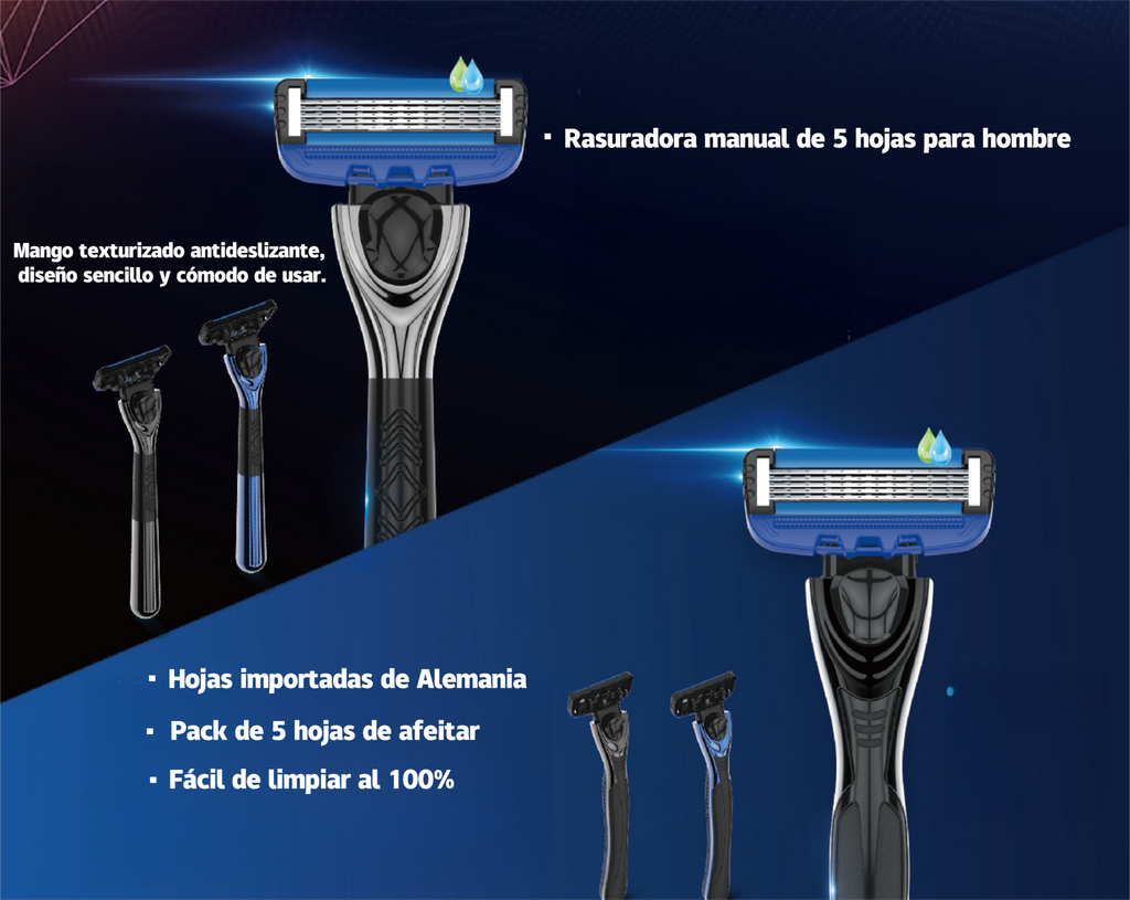 Afeitadora manual de 6 capas