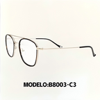 Montura de gafas ópticas unisex, estilo retro cuadrado, marco metálico ultraligero – Modelo B8002-B8003