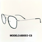 Montura de gafas ópticas unisex, estilo retro cuadrado, marco metálico ultraligero – Modelo B8002-B8003