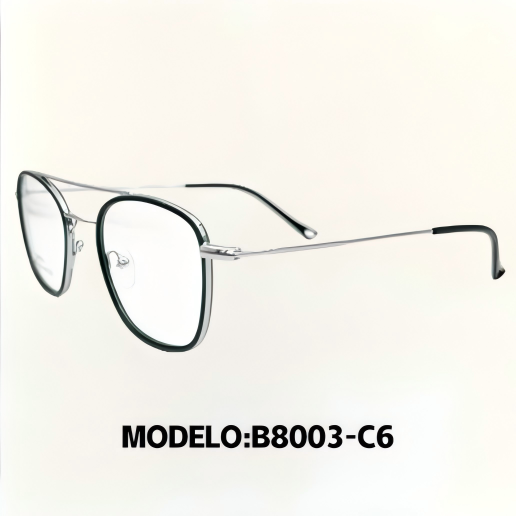Montura de gafas ópticas unisex, estilo retro cuadrado, marco metálico ultraligero – Modelo B8002-B8003
