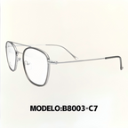 Montura de gafas ópticas unisex, estilo retro cuadrado, marco metálico ultraligero – Modelo B8002-B8003