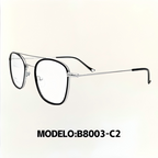 Montura de gafas ópticas unisex, estilo retro cuadrado, marco metálico ultraligero – Modelo B8002-B8003