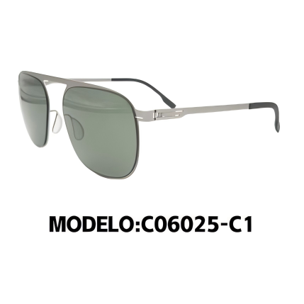 Gafas de sol para hombre estilo aviador, marco metálico polarizado – Modelo C06025(55-17-145)