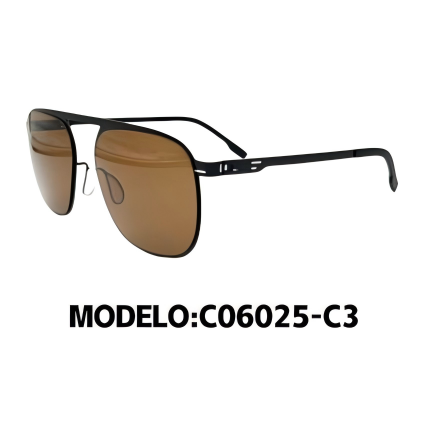 Gafas de sol para hombre estilo aviador, marco metálico polarizado – Modelo C06025(55-17-145)