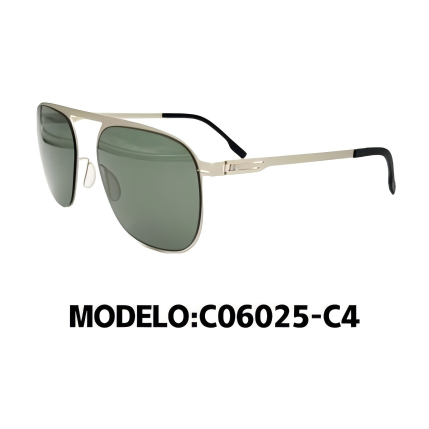 Gafas de sol para hombre estilo aviador, marco metálico polarizado – Modelo C06025(55-17-145)