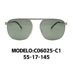 Gafas de sol para hombre estilo aviador, marco metálico polarizado – Modelo C06025(55-17-145)
