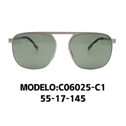 Gafas de sol para hombre estilo aviador, marco metálico polarizado – Modelo C06025(55-17-145)