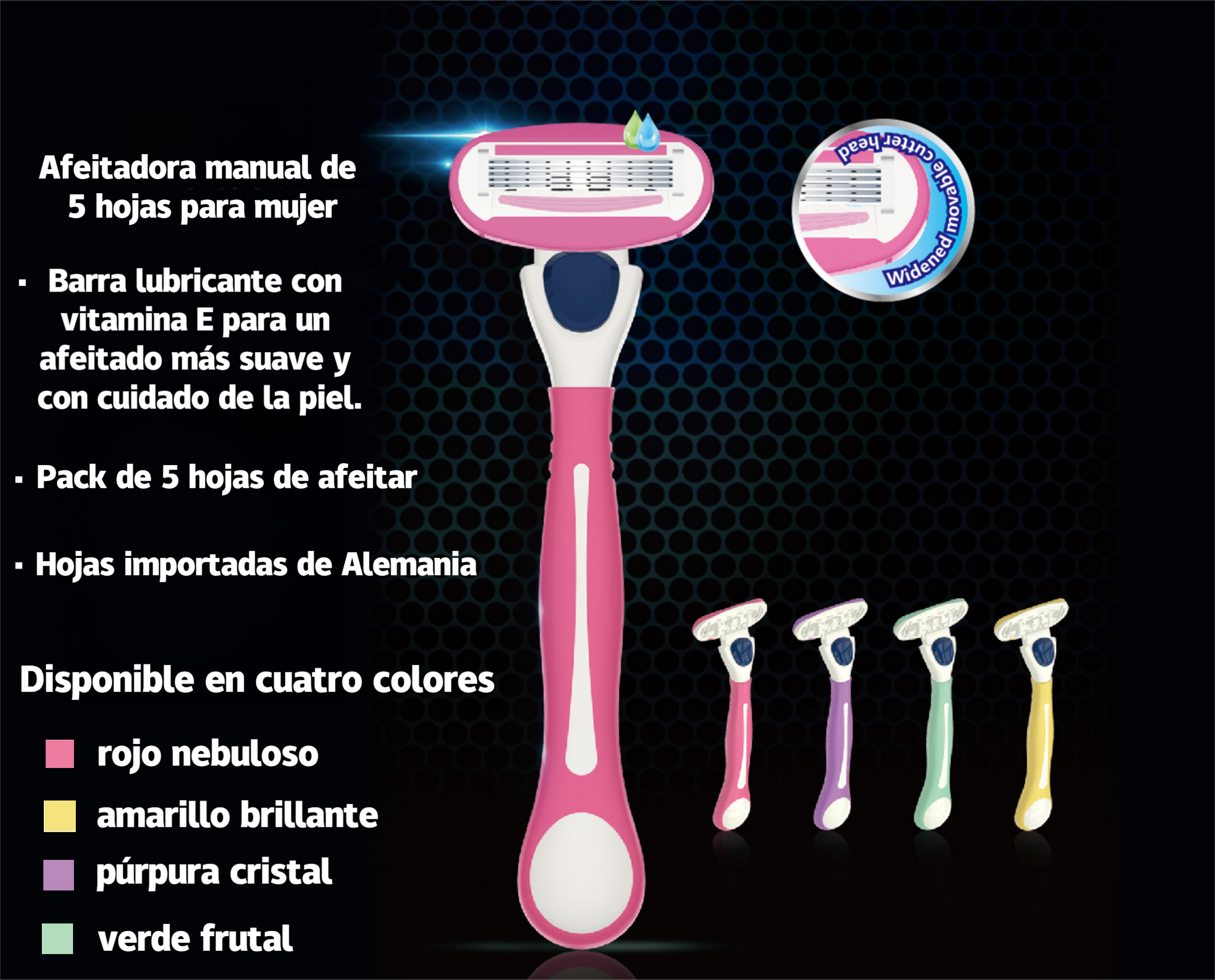 Afeitadoras manuales en varios modelos, todas con hojas importadas de alta gama, afiladas y duraderas. Excelente calidad a precios competitivos. Para más información, contáctenos.